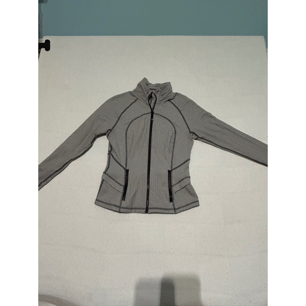 Lululemon Define Jacket Grey White Herringbone Full Zip Athletic Top Size 6